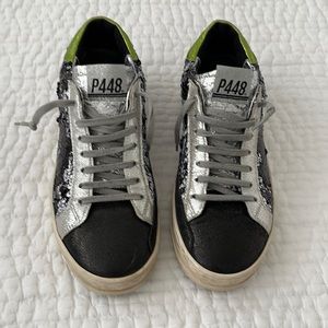 P448 black/white sequin sneakers - sz 40 (9.5-10)